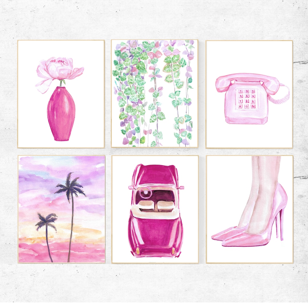 Printable Retro Pink Make up Room Wall Art Pink Dressing Room Etsy