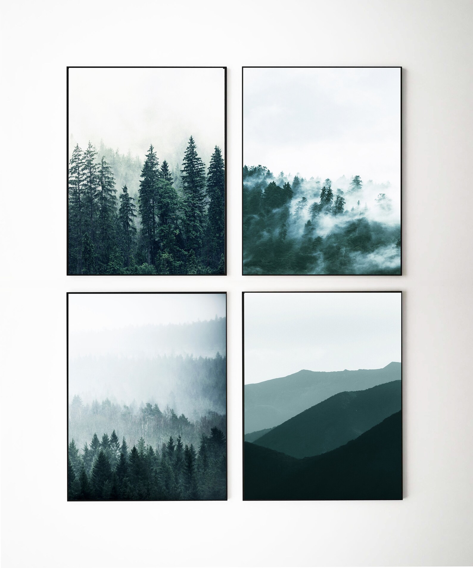 Forest Print Wall Art Set of 4 Green Forest Gallery Wall Art Etsy