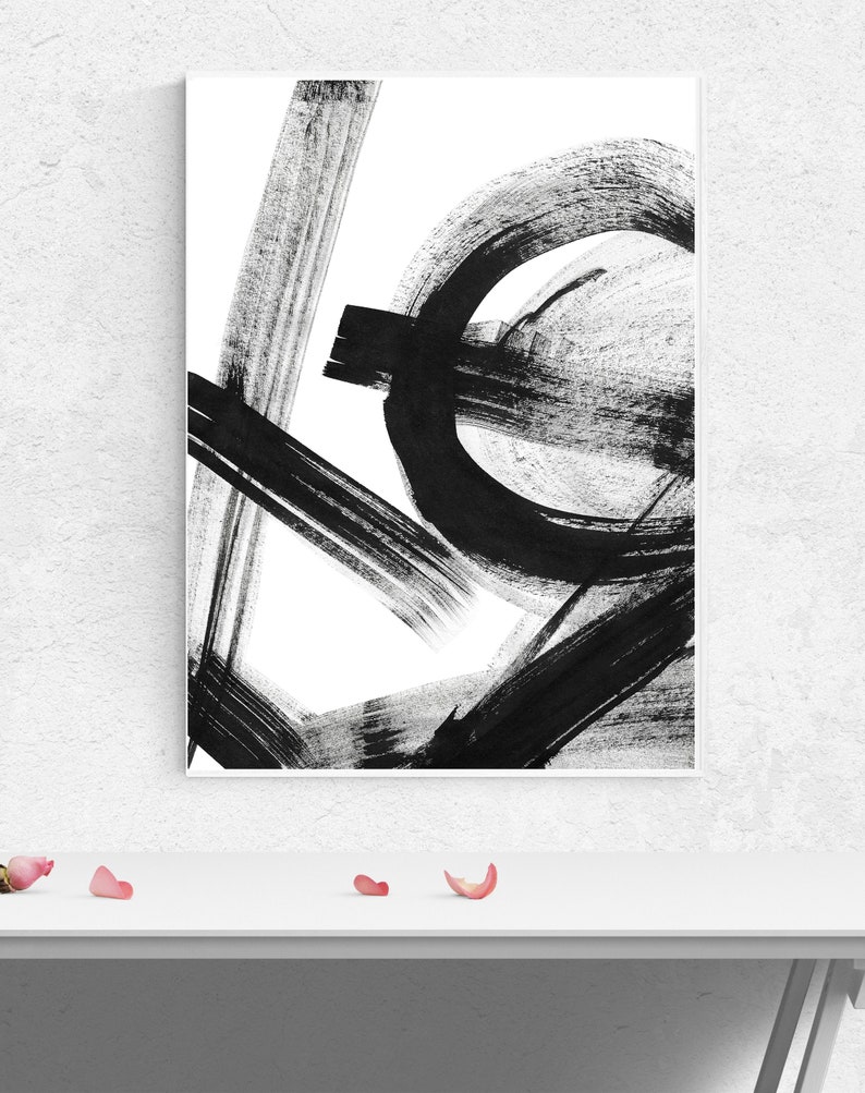 Printable Black and White Abstract Wall Art Set Black and Etsy