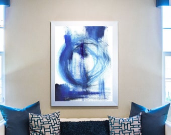 Instant download abstract painting, printable blue abstract art, blue wall art print, blue acrylic abstract painting print