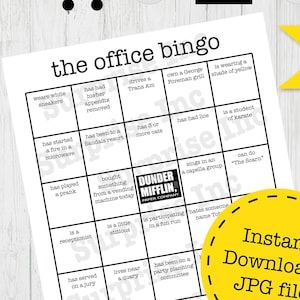 The Office Bingo Game Digital Download quot find Someone Who quot Bingo