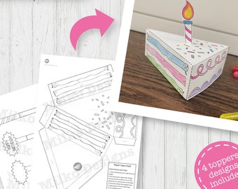 Printable Birthday Activity and Coloring Sheet Cake Coloring Instant Download