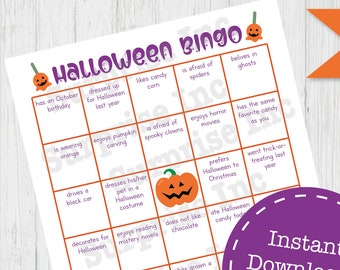 Halloween-Bingo-Spiel | Digitaler Download | „Finde jemanden, der“ Halloween-Bingo | Menschliches Bingo | Halloween-Party | Büroparty