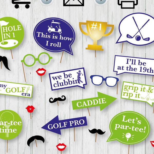 Golf Party Printable Photo Booth - Golf Photo Booth - Printable Props - Golf Party decor - Caddie Photo Props - Golf - DIY