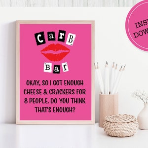 Mean Girls Carb Bar Sign | Mean Girls Bridal Shower Sign | Printable Carb Bar Sign - Burn Book DIY