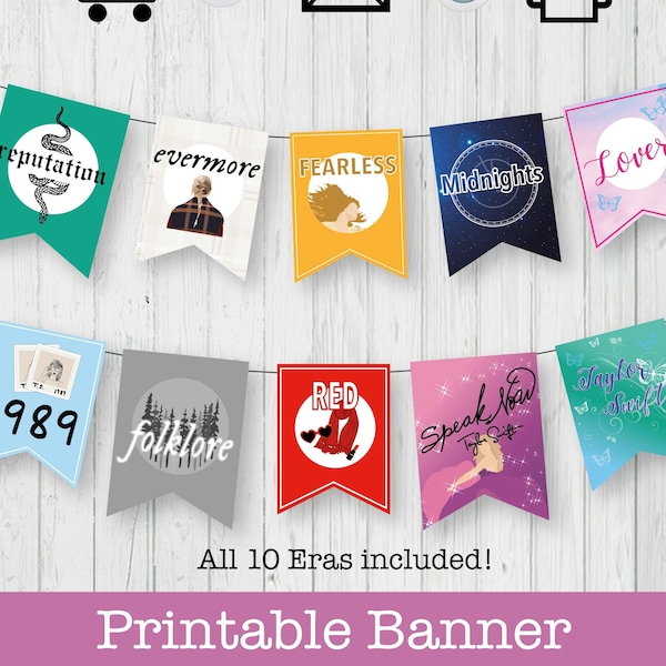 Taylor Swift Eras Printable Banner | TS Eras Printable Banner - Digital Download Eras Party Decor | TS Eras Swifties Taylor Swift