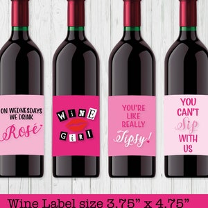 Mean Girls Wine Bottle Labels | Mean Girls Party | Mean Girls Decorations | Printable Wine Labels - Wine Girl, so fetch - DIY