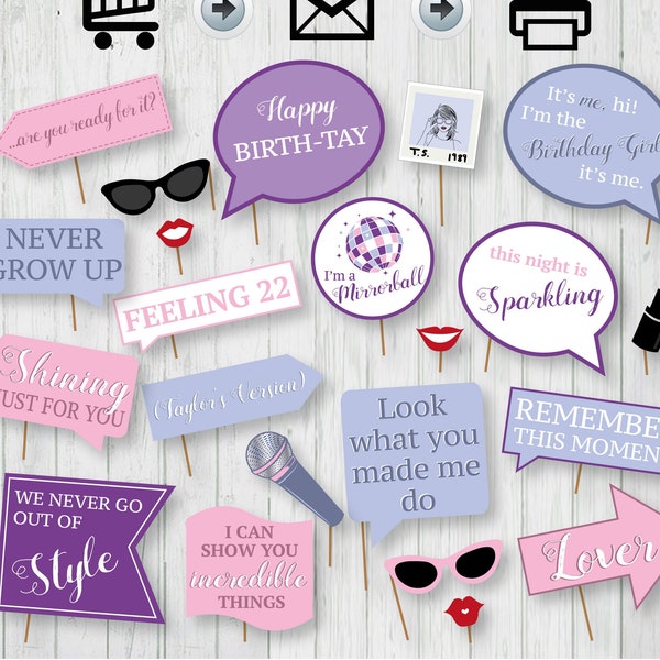 Taylor Swift Photo Booth Printable Props - Taylor Swift quotes Inspired Props, Instant Download -DIY