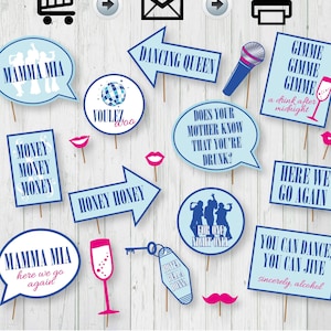 Mamma Mia Inspired Photo Booth Printable Props , Mamma mia Birthday Party, Mamma Mia Bachelorette Instant Download