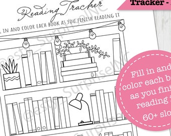 Reading Tracker Printable, Reading Log, Reading Journal, Bookshelf Insert, Book Lovers Planner Kit, Letter Planner Inserts, PDF Download