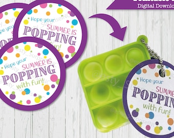 Hope Your Summer is Poppin’ Pop-it Ausdruckbarer Anhänger – Digitaler Download – Lehrergeschenk – Sommerspaß