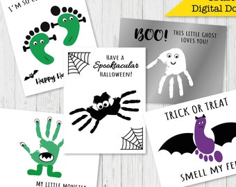 Halloween Handprint Craft, Monster Handprint, Happy Halloween Craft for Kids, Printable Gifts, Handprint Activities for Baby