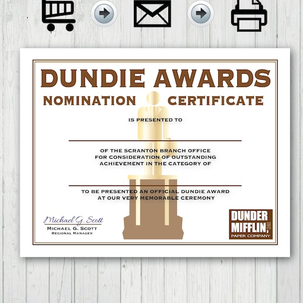 Dundie Awards Certificate - The Office TV Printable certificate - Tv Series Inspired - Instant Digital Download, "The Office" Printable DIY