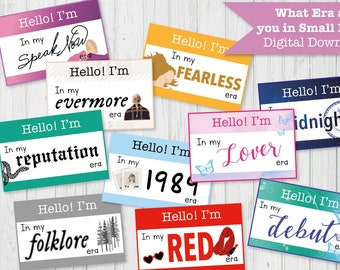 Printable Name Tags Taylor Swift Inspired Party Decor | What era are you in Tag | Instant Download | DIY Fun TS Eras Party Decorations