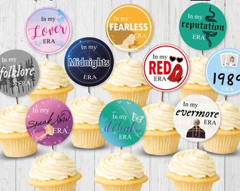 In My Eras Cupcake Toppers Printable - Inspired Toppers,  TS Eras Inspired - All 10 TS Eras Swifties