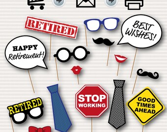 Retirement Party Printable Photo Booth Props Retirement Etsy