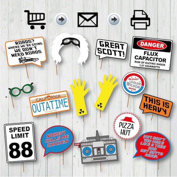 Back to the Future Themed Photo Booth Printable Props , Back to the ...