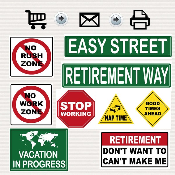 Retirement Party Printable Signs Kit - Road Signs - Travel Theme - Road Theme -Decoration - Traffic Signs - Printable - Instant Download