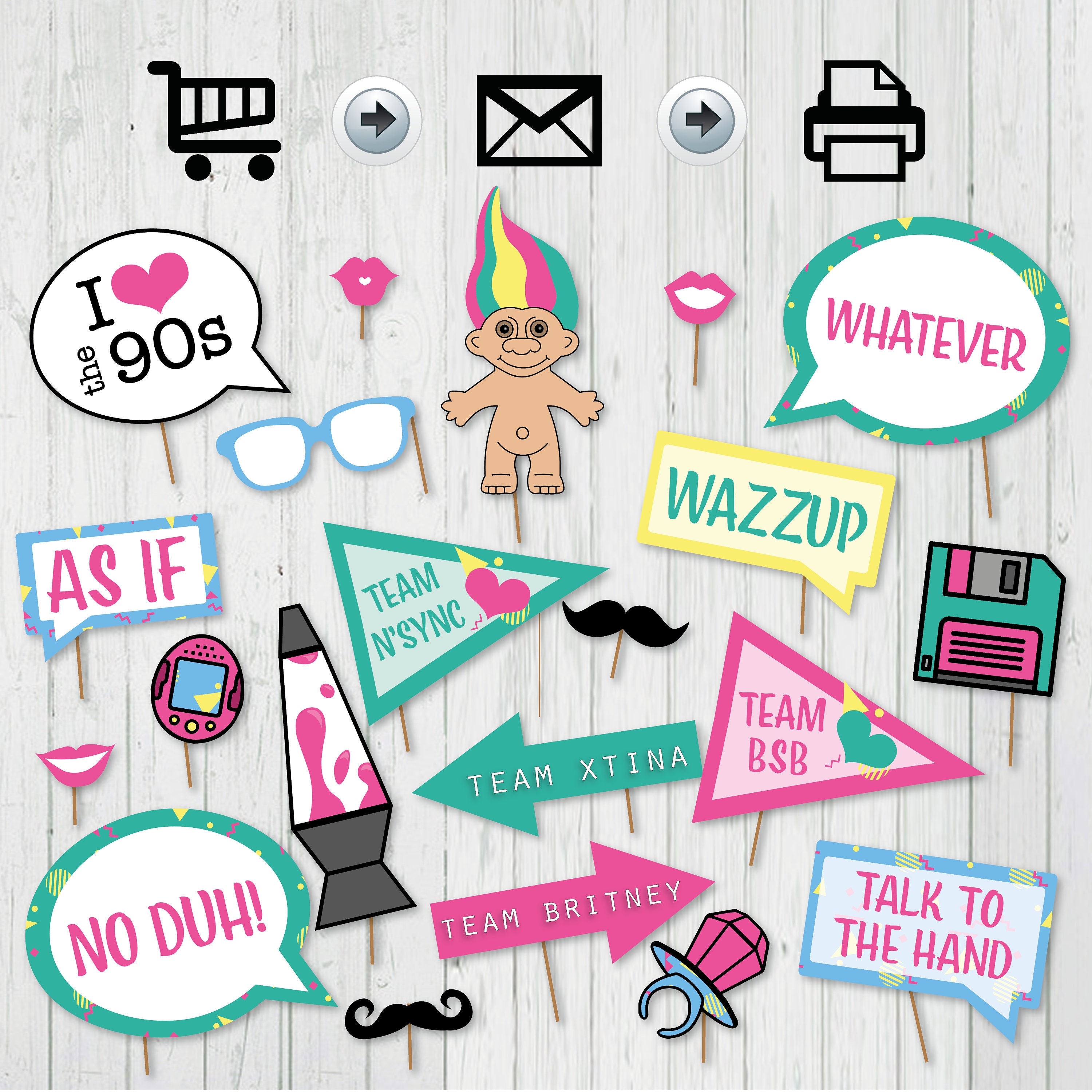 90s Photo Booth Props Printable Free Printable Templates