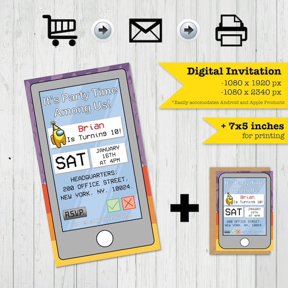 Among Us Birthday Party Invitation - Invite - Printable, Among Us Birthday Party, sus party, kinda sus, Impostor among us - DIGITAL FILE Il_570xn