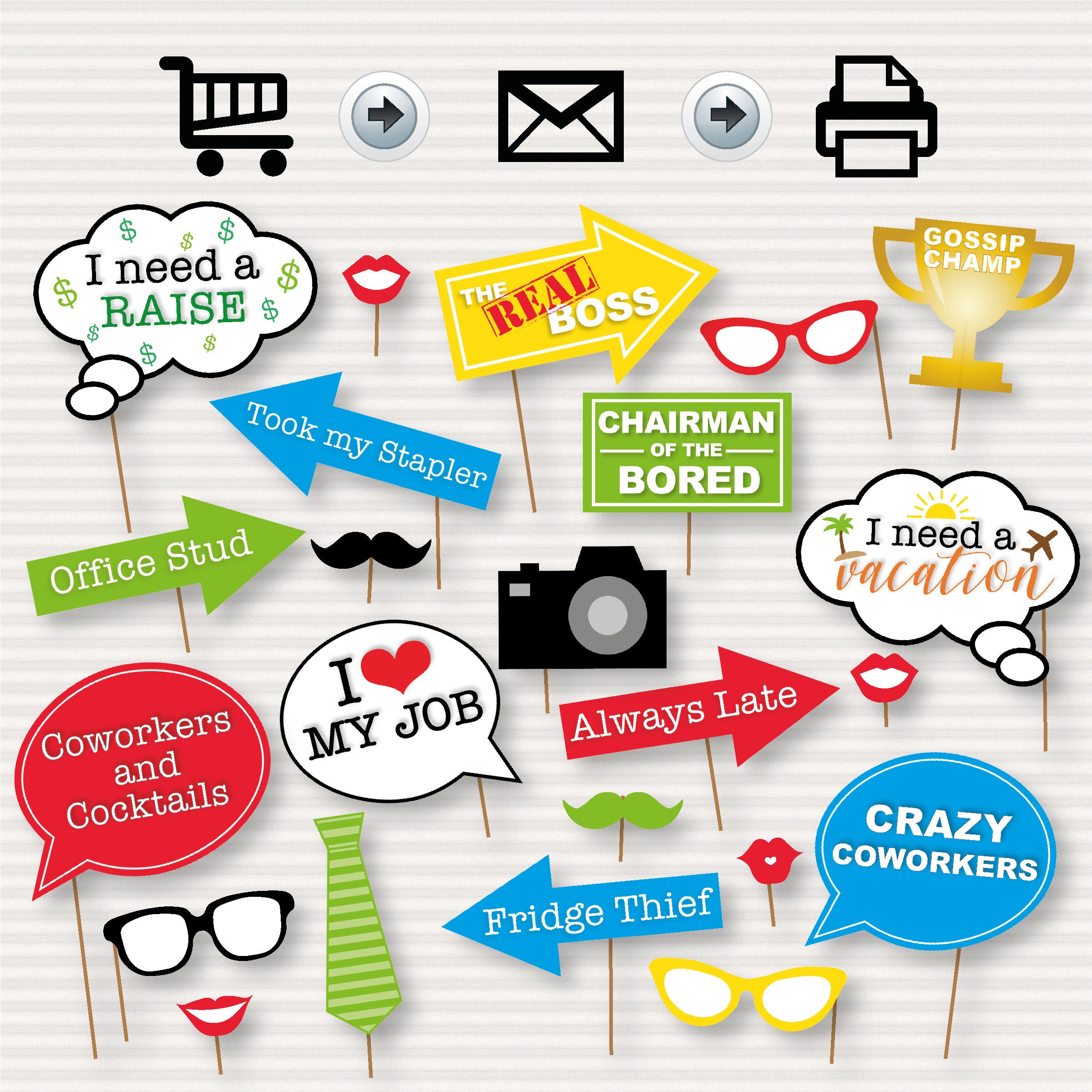 thumbnail image 2 of 30-Piece Mother's Day Photo Booth Props Kit - Funny Selfie Decorations With Bamboo Sticks 2 of 10