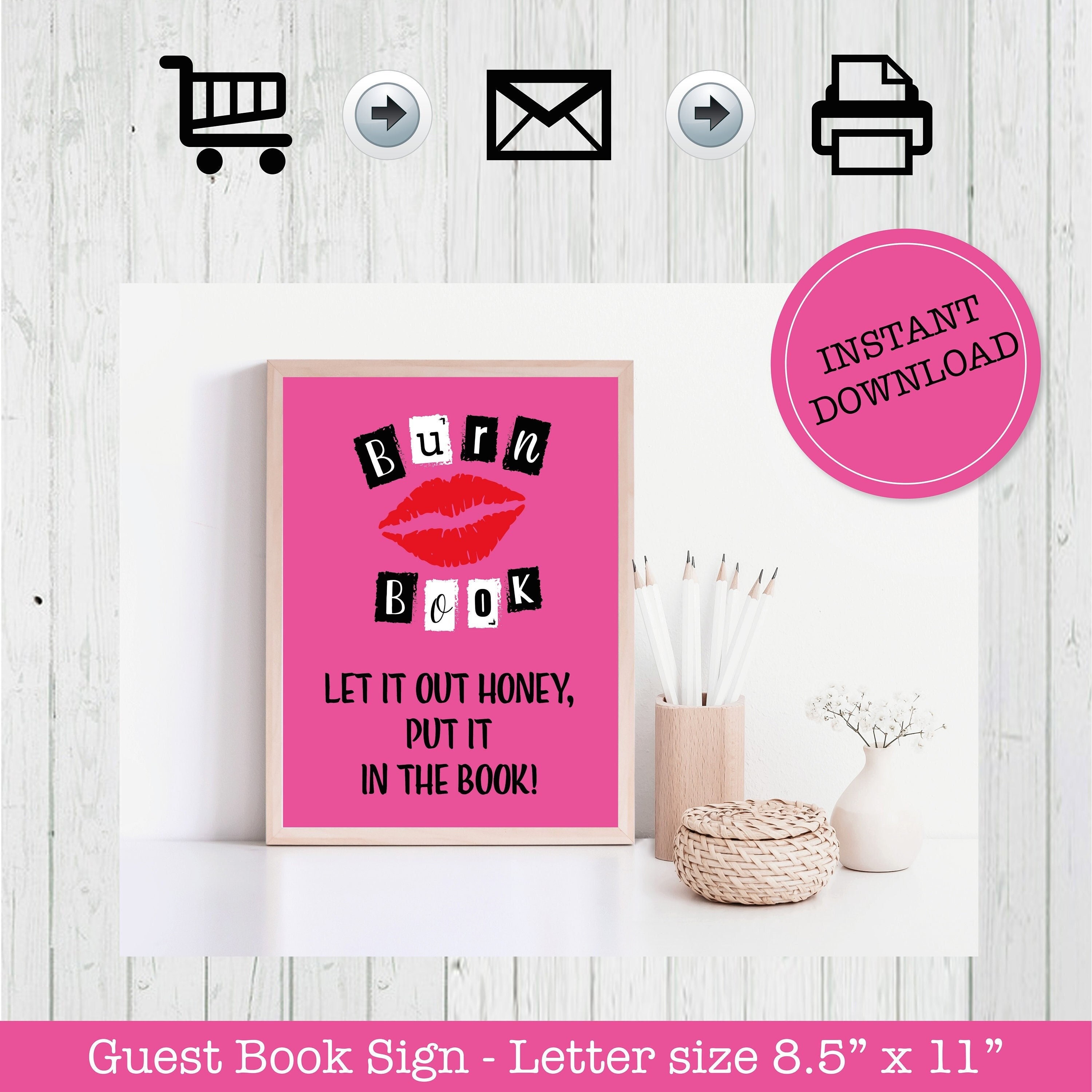 Burn Book Mean Girls Customized Bachelorette Party PNG Digital File  Printable Download DIY Regina George