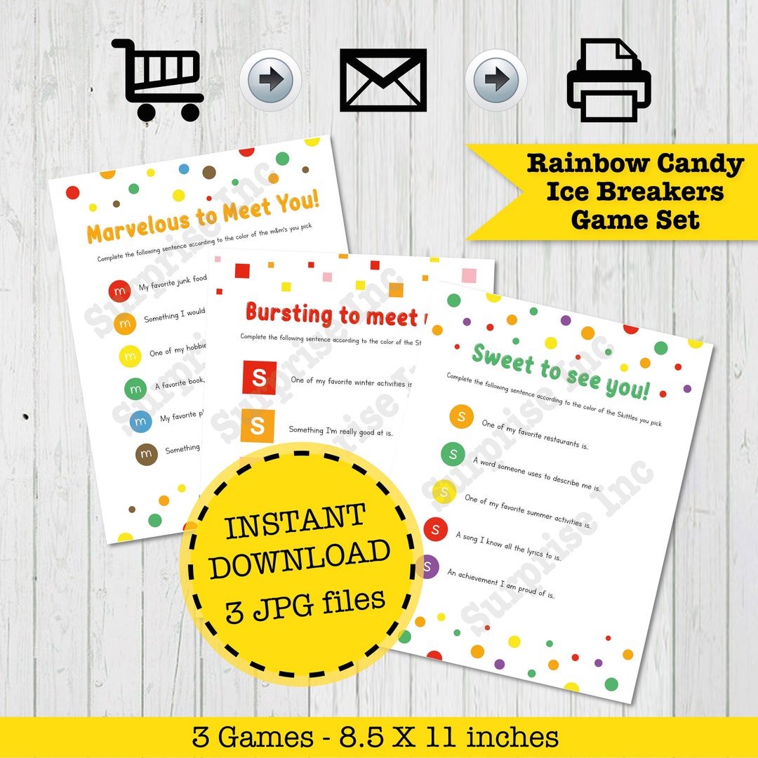 Rainbow Candy Ice Breakers Printable Games Get to Know You Game Candy