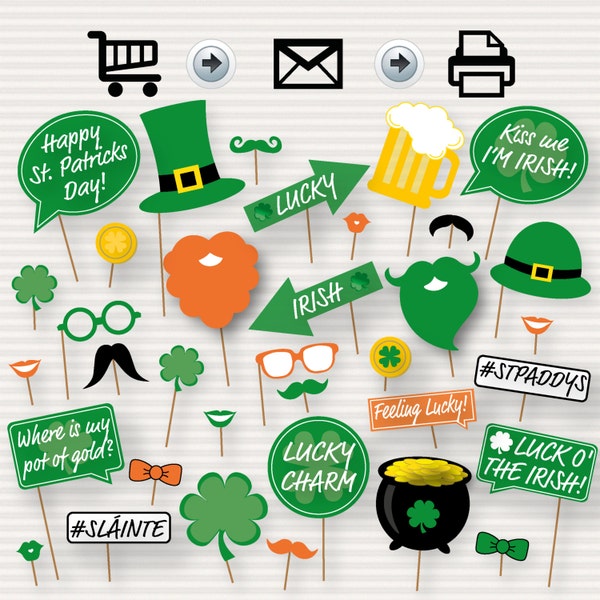 St. Patrick's Day Printable Photo Booth Props - Irish Photo Booth Props - Saint Patrick's Day Photobooth - Party Printable St. Patrick's Day