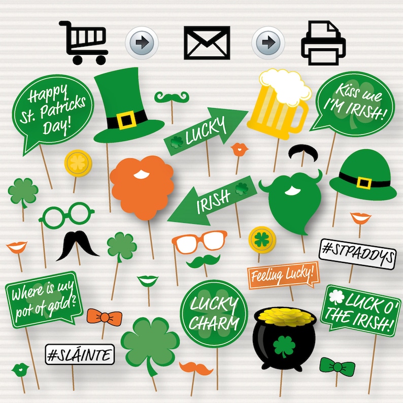 St. Patrick's Day Printable Photo Booth Props Irish Photo Booth Props Saint Patrick's Day Photobooth Party Printable St. Patrick's Day image 1