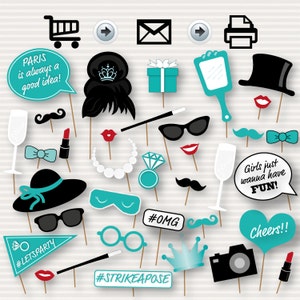 Breakfast at Tiffany's Party Printable Photo Booth Props -  Tiffany's Bachelorette Party - Tiffany's Party - Bridal Shower- Instant download