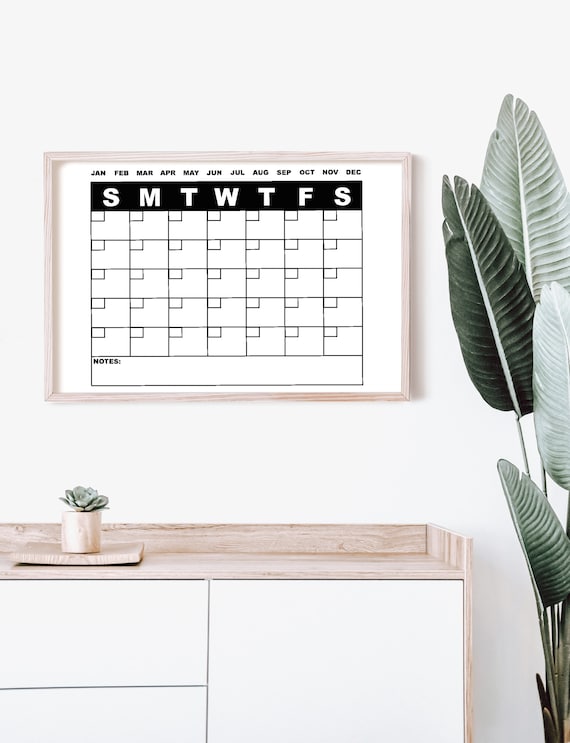 Reusable Printable Calendar, Fill In Monthly Planner, Printable Planner
