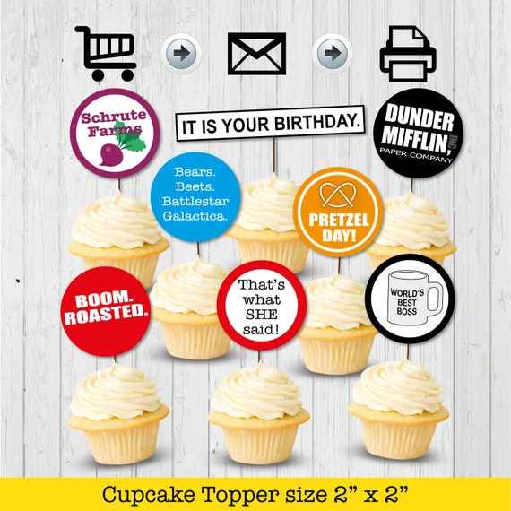 The Office TV Cupcake Toppers Party Printable - Tv Series Inspired, The Office Tv Series, The Office TV Show, Cupcake Instant Download -DIY Il_570xn
