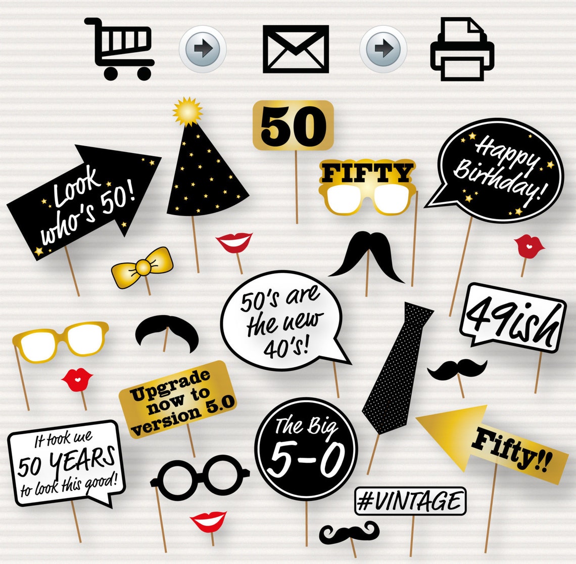 50th Birthday Party Printable Photo Booth Props Glasses - Etsy
