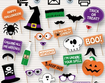 Halloween Printable Photo Booth Props -Printable Halloween Photo Props - Instant Download - Halloween Party - Adult Halloween Props - DIY