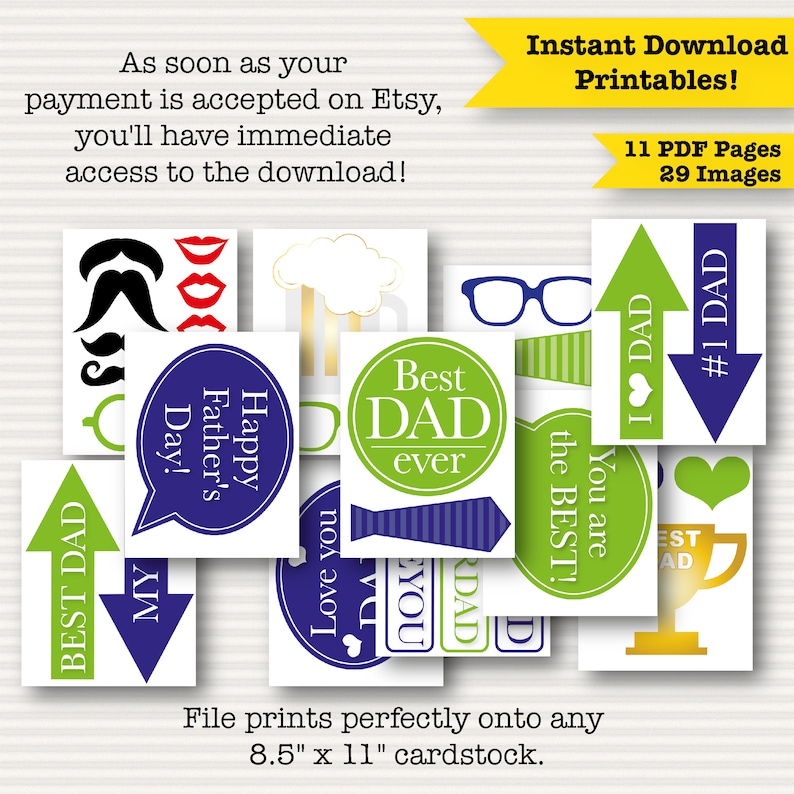 Father's Day Printable Photo Booth Props Father's | Etsy