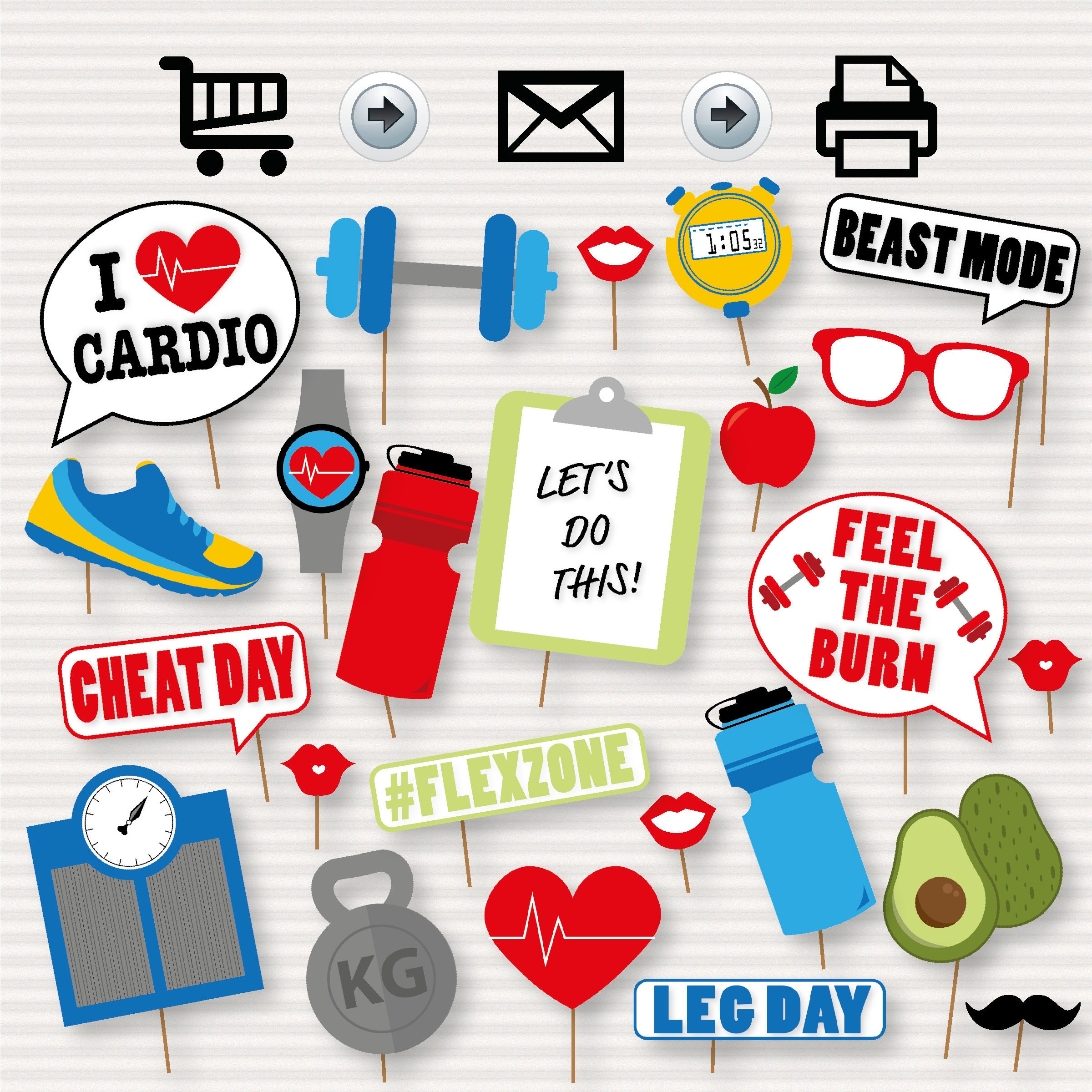 Fitness Gym Photo Booth Printable Props - Gym Props, Fitness Props, Feel  the Burn, Fitness Party, Gym party theme Instant Download -DIY