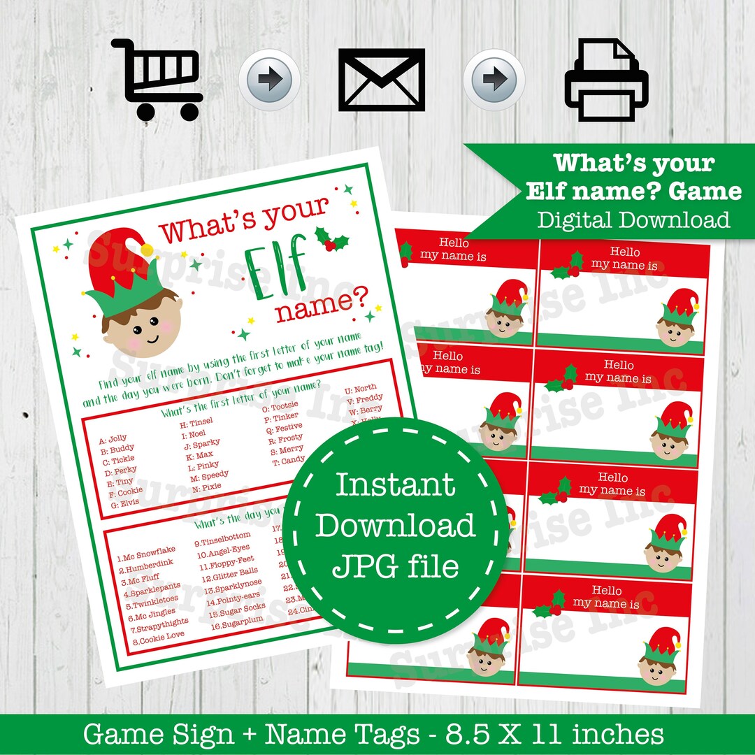 Christmas What's Your Name Elf Game Digital Download Christmas Game Elf ...