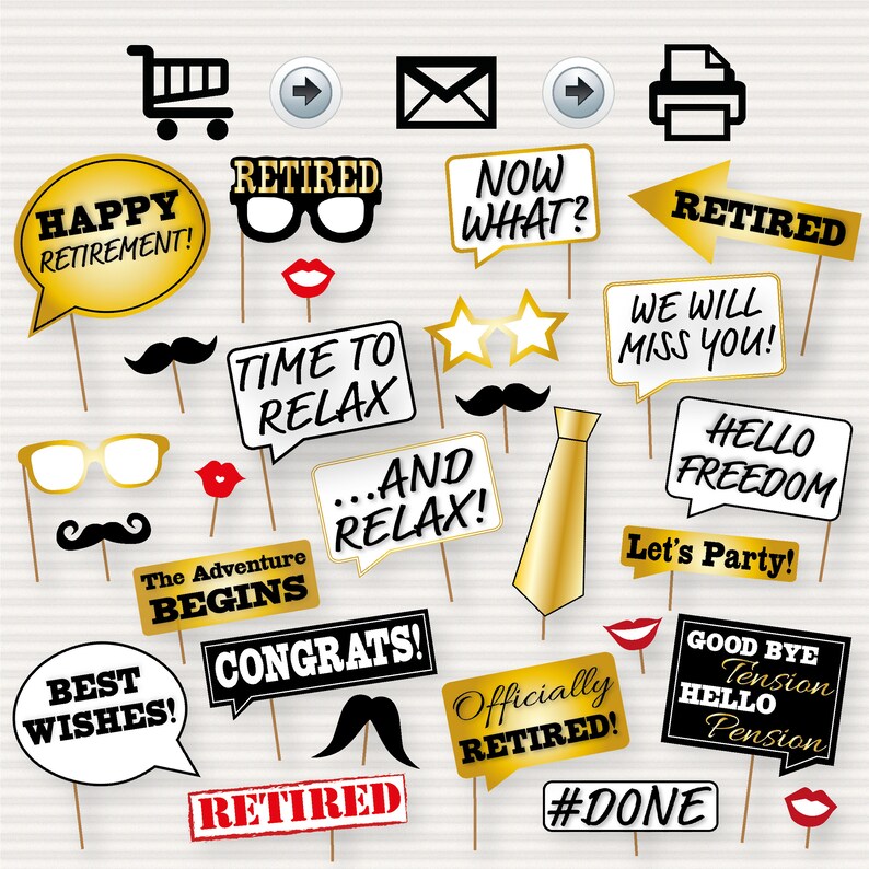 Retirement Party Printable Photo Booth Props Photobooth Decorations Diy