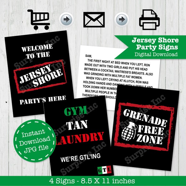 Jersey Shore Signs Printable Bundle - Jersey Shore Inspired Sign, Jersey Shore Party Decorations Instant Download -DIY