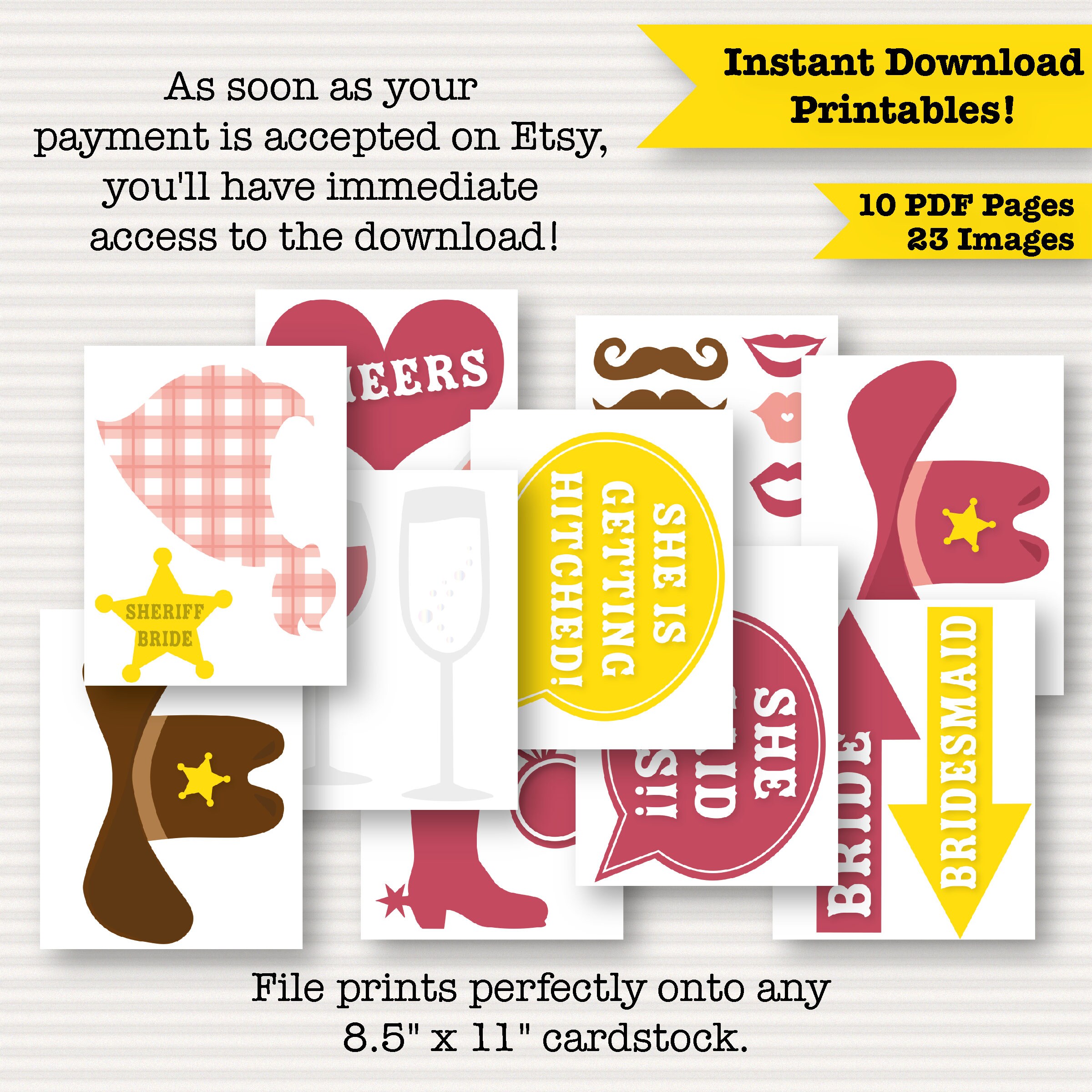 Cowgirl Bridal Shower Printable Photo Booth Props Bridal - Etsy