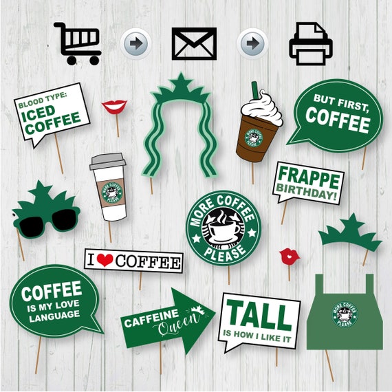 Starbucks Theme Custom Logo for Caffeine Lover Pen Favors - Gifts for Work  - 6 pieces