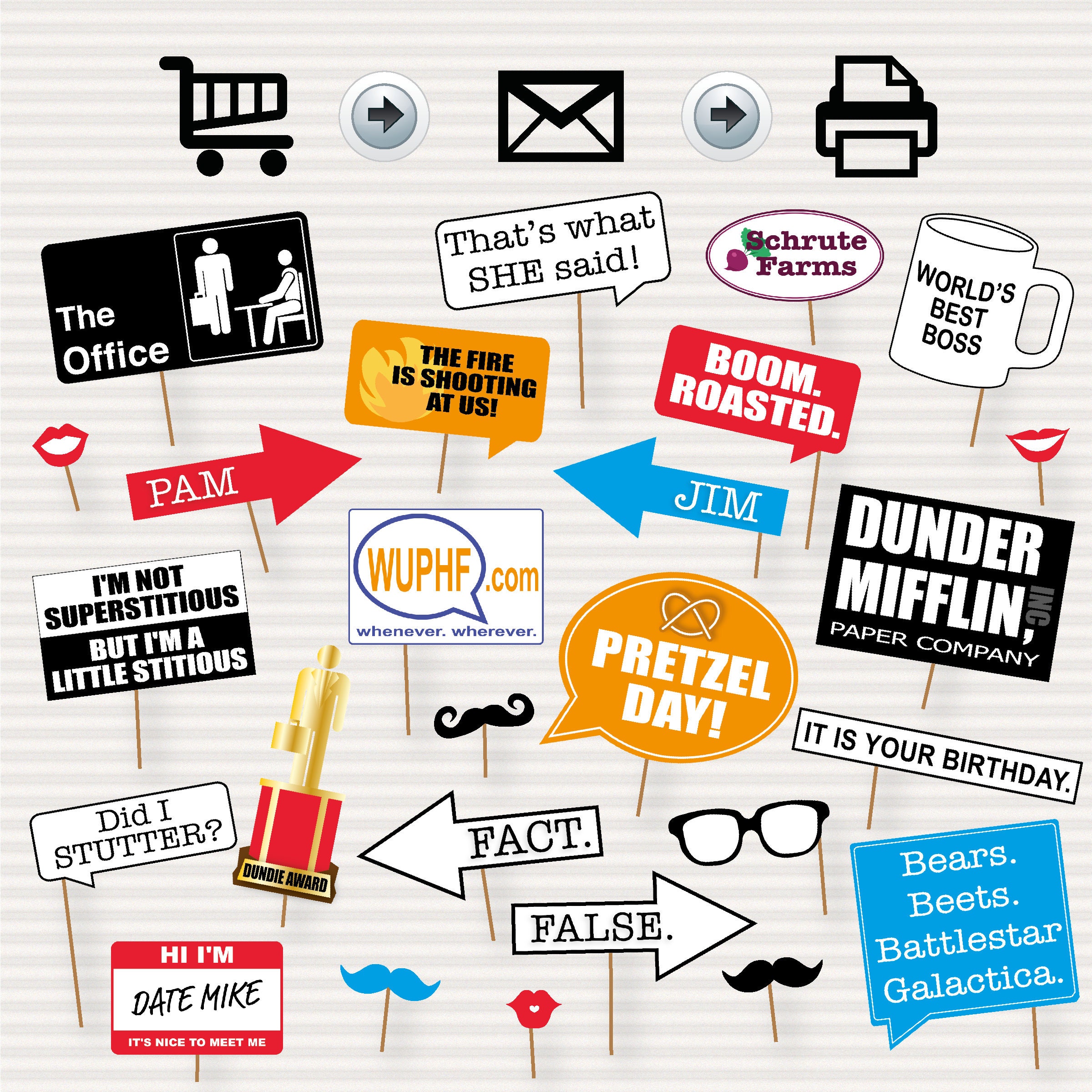 The Office TV Photo Booth Printable Props Tv Series Inspired Etsy Finland