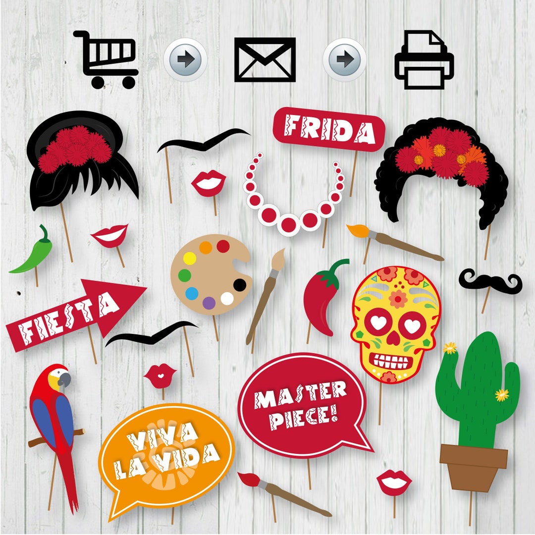Frida Khalo Themed Photo Booth Props Printable - Frida Khalo Themed ...