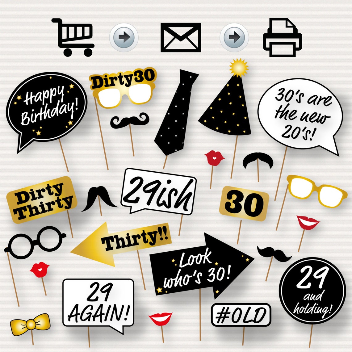 30th Birthday Party Printable Photo Booth Props Glasses - Etsy Australia