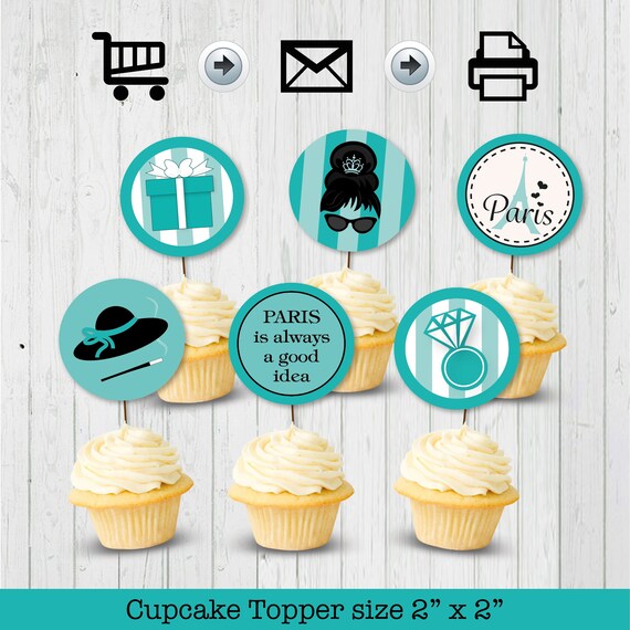 Breakfast at Tiffany's Cupcake Toppers Party Printable - PRINTABLE ...
