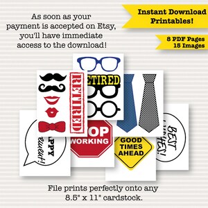 Printable Retirement Photo Booth Props Retirement Party Photobooth Props Retirement Party Decorations Retirement Photo Props image 2