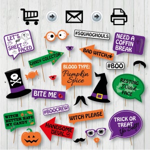 Funny Halloween Printable Photo Booth Props - Halloween Photo Props - Instant Download - Halloween Party - Adult Halloween Props - DIY
