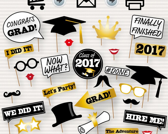 Graduation Photo Booth Printable Props 2017 Graduation Party Instant ...