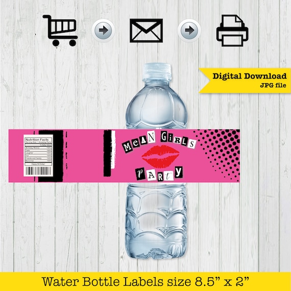 Mean Girls Inspired Water Bottle Labels Party Printable - Mean Girls Bottle, The Plastics, on Wednesdays we wear pink, Instant Download -DIY Il_570xn