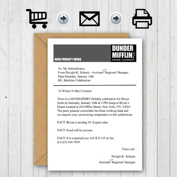 The Office Memo Invitation - Tv Show Invite - Party Memo - The Office memo Digital Download Template, 5x7 Birthday Invite Baby Shower Office Il_570xn